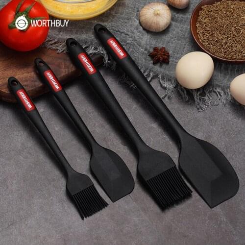 WORTHBUY Silicone Utensils Set Non-stick Spatula Oil Brush Heat Insulation Kitchenware For Baking Kitchen Cooking Utensils Tools