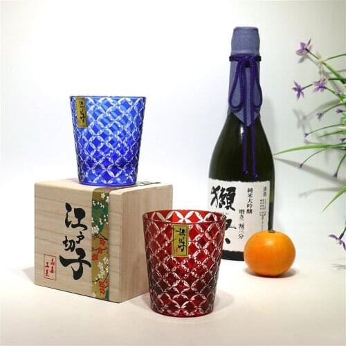 90mm 260ml Japanese hand carved glass water glass whisky wine glass collection gift