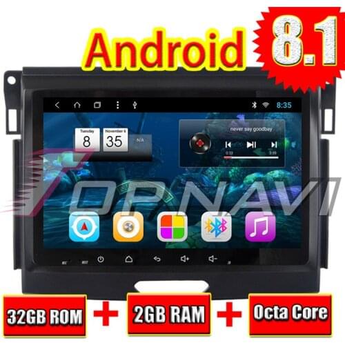 Topnavi Auto Radio GPS Navigation Head Unit for Ford Everest 2015 9'' Automotive Android 8.1 DDR3 2GB RAM No DVD Octa Core 2Din