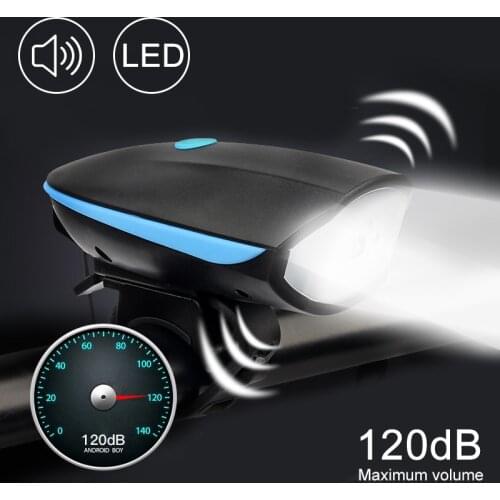 Bike Lights Set with Horn USB Rechargeable Bike Headlights Waterproof Front Light for Outdoor Sports 3 Lighting Modes 5 Sounds