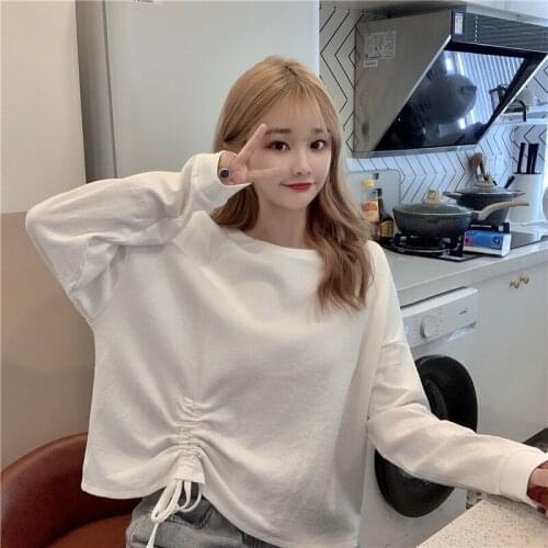 Women Top Jumper Crop Tops Hoodies Cotton Sweatshirt Gothic Punk Grunge Drawstring Harajuku Femme Loose Sweatshirts Pullover