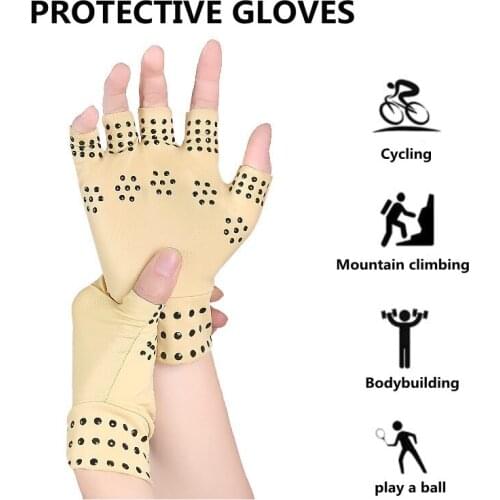 1pair Pressure Gloves Non-slip Comfortable Universal Bodybuilding Driving Cycling Arthritis Half Finger Hand Cover Accessories