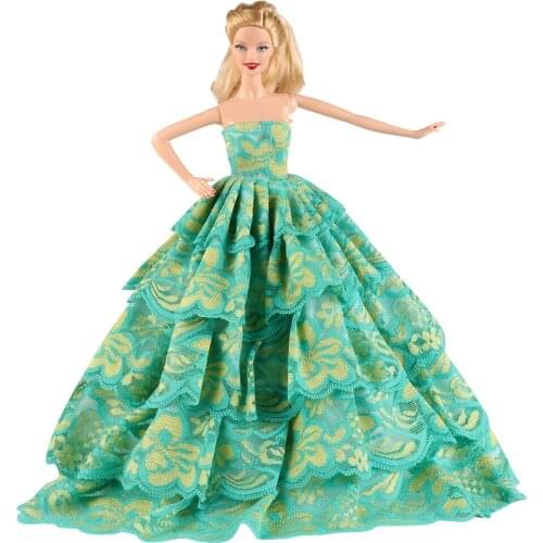1PC Green Party Dress For 30CM Dolls Girls DIY Dress UP Toys Accessories High Quality Handmade Outfits For 1/6 Doll