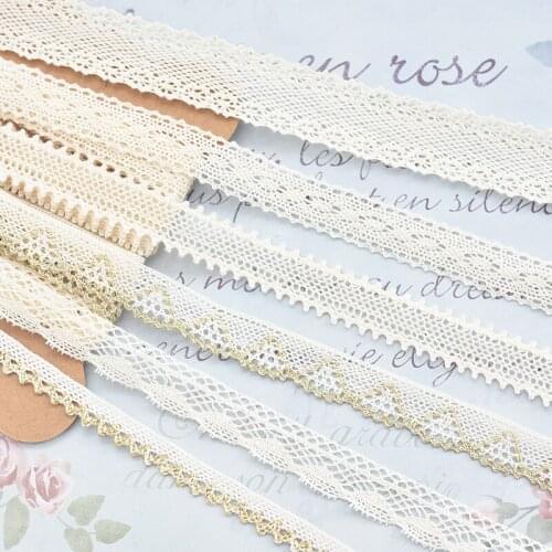 10Meters Beige DIY Handmade Wedding Party Craft Gift Packing Patchwork Cotton Crocheted Lace Ribbon