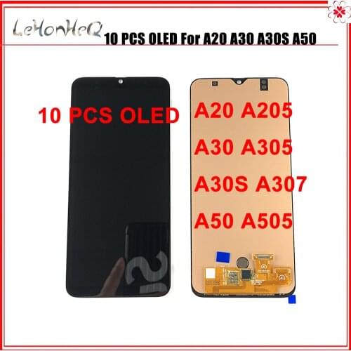 10 Piece/Lot For samsung Galaxy A20 A30 A30S A50 OLED LCD Display Touch Screen Digitizer For samsung A205 A305 A307 A505 LCD