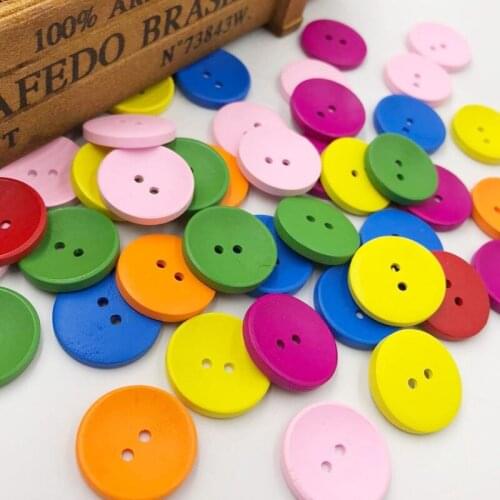 20/40pcs 25mm Colorful Round Wood Buttons 2Holes Sewing Crafts Accessories WB541