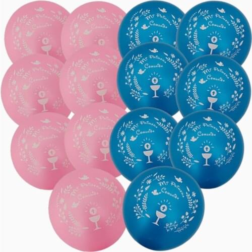50 Pieces 10 Inch Blue and Pink Spanish Mi Primera Comunión Balloon For Kids First Communion Party Decoration Balloon