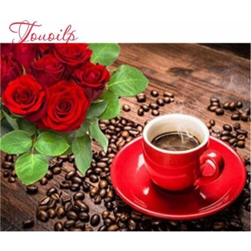 Diamant broderie fleurs image strass tasse à café diamant mosaïque fleur pleine place point de croix Kits décor à la maison