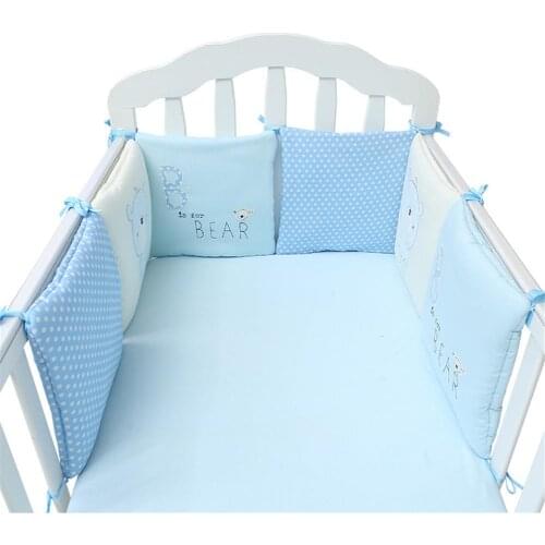 6Pcs/Set Baby Bed Bumper Baby Cotton Bed Protector Crib Bumper Pads Cartoon Bedding Safety Rail Infant Anti-collision Bumper