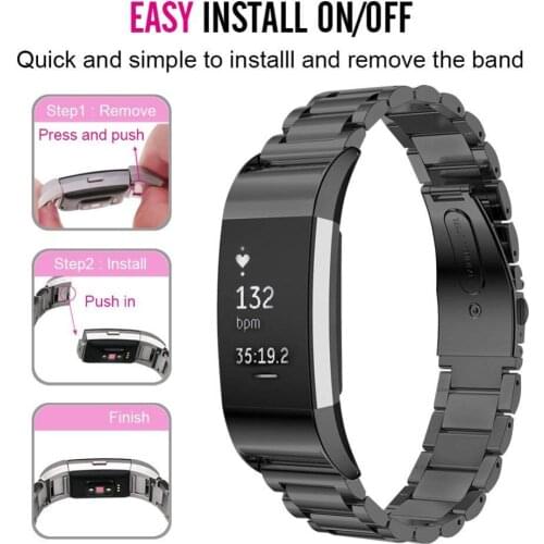 Stainless Steel Bands for Fitbit Charge 2 Small Large Premium Metal Replacement Watch Band Strap Smart Fitness Watch 9.5