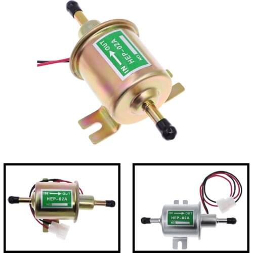 HEP-02A Fuel Pump 12v Electric Petrol Pump Low Pressure Bolt Fixing Wire Diesel Set Metal HEP-02A Gold Silver 8mm FP009