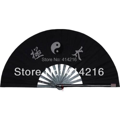 Black tai chi martial arts kung fu taichi performance bamboo bone fan high quality