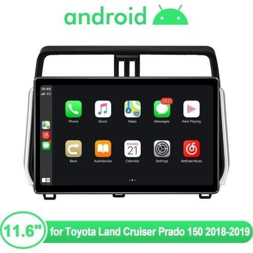 Radio Tape Recorder 1 Din Android 10 Central Multimedia Player 11.6 Inch Car Radio For Toyota Land Cruiser Prado 150 2018-2019