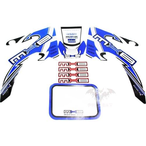 BLUE MXB DIRT BIKE DECALS STICKERS ROKETA SSR COOLSTER RICARDO BAJA SSR TAOTAO PRO BAT NEW