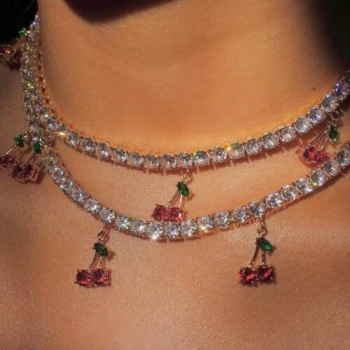 New Boho 2020 Fashion Necklaces For Women Multilevel Gold Female Red Cherry Gold Silver Color Crystal Pendant Necklace Jewelry