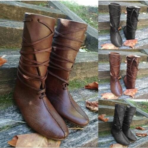 Medieval Viking Cosplay Shoes Renaissance Knight Cosplay PU Shoes For Womens Boots For Mens Boots