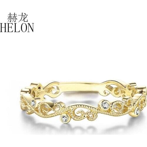 HELON Solid 18k Yellow Gold AU750 SI/H Natural Diamonds Engagement Wedding Ring Women Vintage Trendy Fine Jewelry Diamonds Ring