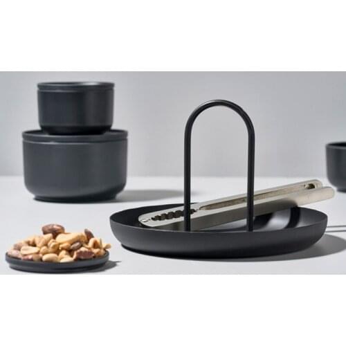 Nordic Plastic Desktop Storage Tray Round Jewelry Trays Living Room Kitchen Table Meal Snack Tray Plate Handle Home Decor