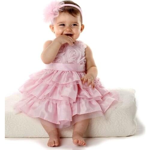 2019 Pink Baby Girl Dress Floral Newborn Tutu Dresses Hairband 2-Piece Clothes Suit Baby Summer Clothing Girls Jumper Blouse Top