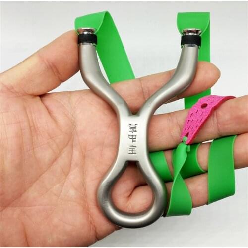 Titanium Steel Recurved Flat Leather Round Head Over-the-top Slingshot 304 Stainless Steel Cold Bend Outdoor Hunting Kids Toys