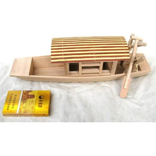 Hand-cranking with Shed Boat Wholesale dai peng Small Wooden Boat Model Wooden Puffy Boat Antique Shelf Decoration