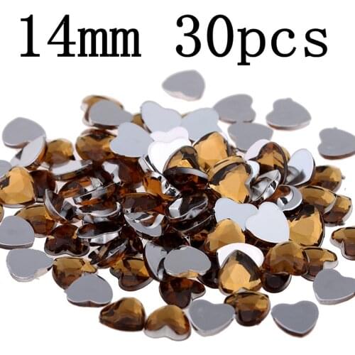 Craft Art DIY Heart-Shaped Big Gems 14mm 30pcs Shiny Flat Facets Normal colors Acrylic Flatback Rhinestone Nail Stickers