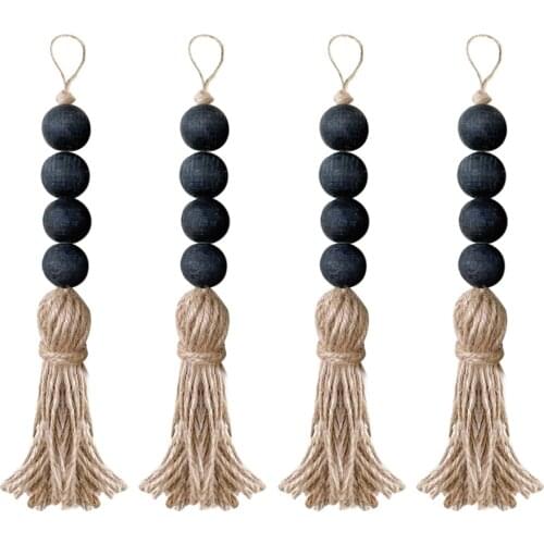 With Tassels Farmhouse Rustic Gift Home Decor Pendant Hanging Door Handle Wood Bead Garland Clothes Rack Drawer Knob Handmade