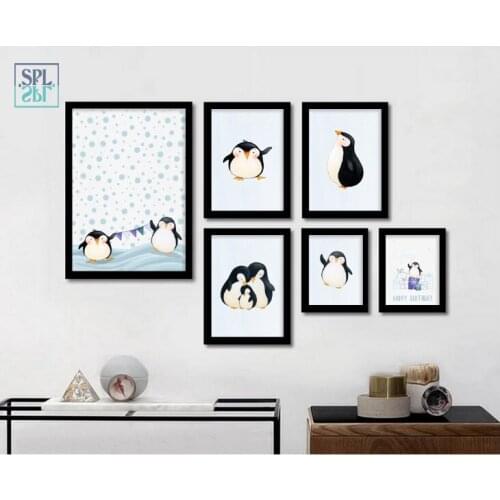 SPLSPL Penguin Animals Modular Wall Pictures Canvas Art Print Paintings for Living Room Decoration No Frame