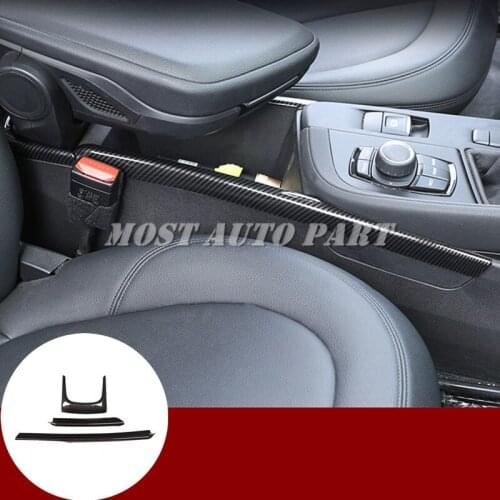 Inner Center Console Armrest Box Frame Cover Trim 3pcs For BMW X1 F48 2016-2019 Black/Silver Car accesories interior Car Trim