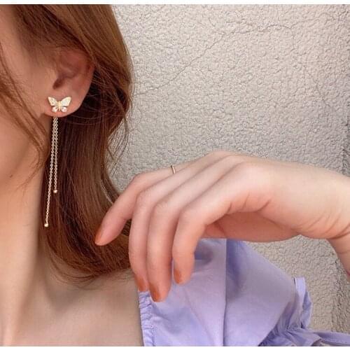 2020 new butterfly ear line female long style high-end earrings 2020 new super fairy tassel earrings fashion jewelry gifts