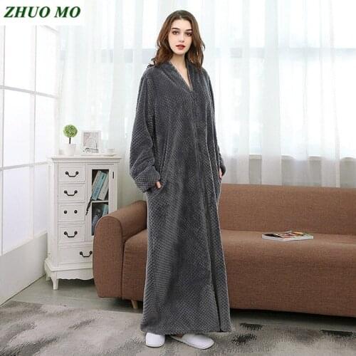 Women Zipper Robe Bath Towel Bathrobe Girls Pajamas Body Spa Towel Super Absorbent Bath Gown Winter Thick Blue Bath Towel