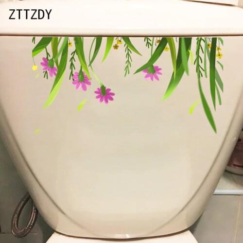 ZTTZDY 28*14.3CM Flowers In Spring Cartoon Toilet Sticker Creative Home Wall Decal Decoration T2-0359