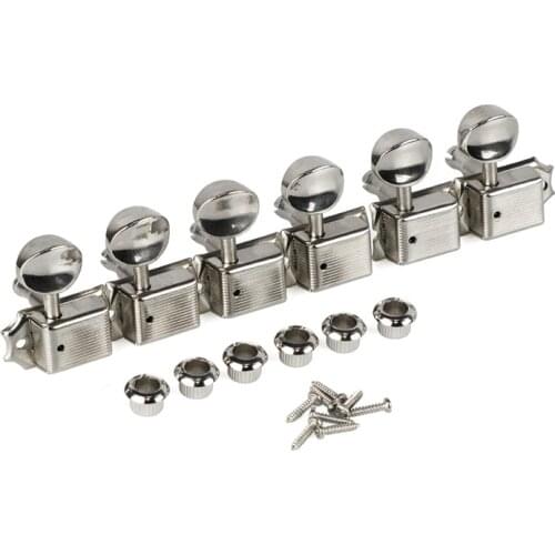 1 Set 6 In-line Vintage Electric Guitar Machine Heads Tuners For ST & TL Guitar Silver ( Nickel ) Tuning Pegs