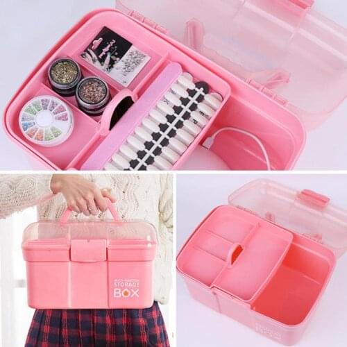 1PCS Hand-held Desktop Nail Tool Storage Box Makeup Organizer Jewelry Storage Case Nail Polish Pen Container Manicure Tool Case