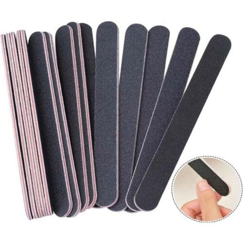 10Pcs/Set Black Nail File Buffer Shiner Finger Toe Manicure Pedicure Polishing Sanding Nail Grinding Strip Portable Durable Set