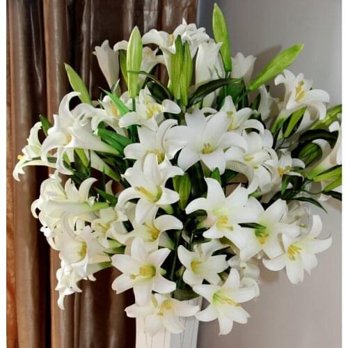 2015 unveil Free shipping 100cm display flower PVC artificial lily flower for home and garden wedding decoration
