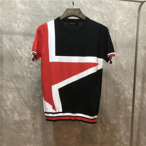 2021 Summer Mens Round Neck Multi-Atyle High-End Knitted Style Short Sleeves Fashion Fit Comfortable Slim Design Unique