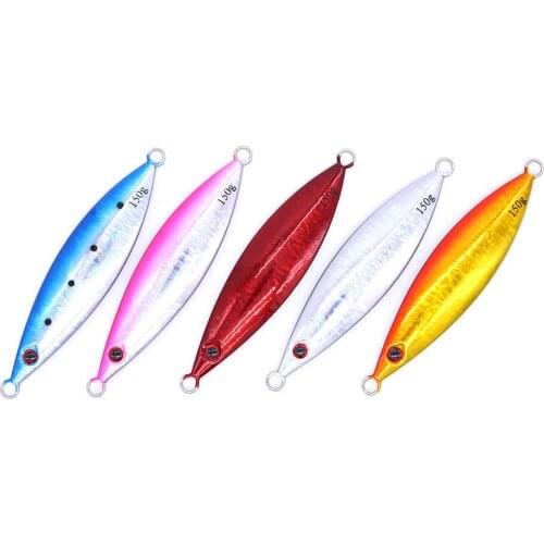 5PCS Metal Jig Shore Casting Jigging lure Shore Casting Spoon Saltwater Fishing lure Bit Artificial Bait 20/40/60/80/100/150g