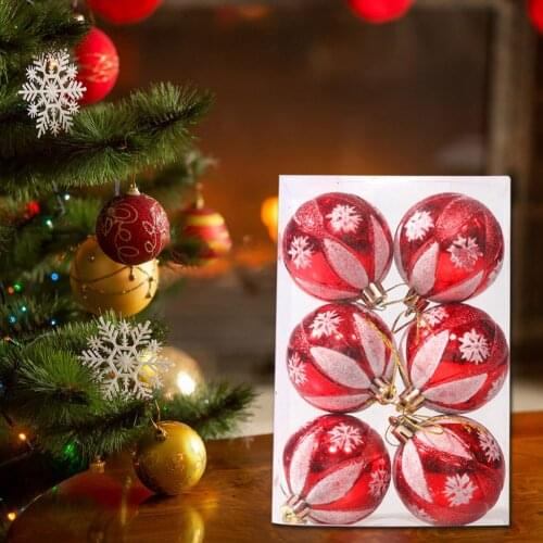 6pcs Christmas Balls Plastic Colored Paint Bauble Tree Ornaments Party Hanging Xmas Decorations New Year Gift Home Accessories