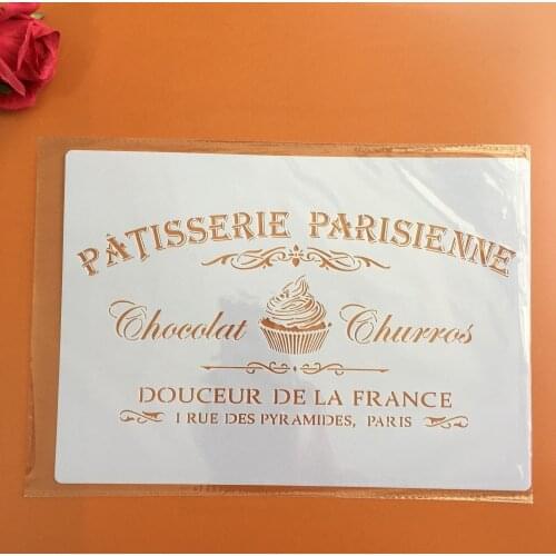 A4 DIY Stencils Wall Painting Scrapbook Coloring Embossing Album Decorative Paper Card Template,wall ice cream cake stencils