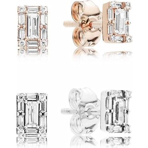 Ajax 925 Sterling Silver Womens Minimalism Square Little Stud Earrings 2021 Party Fine Jewelry Gift Piercing