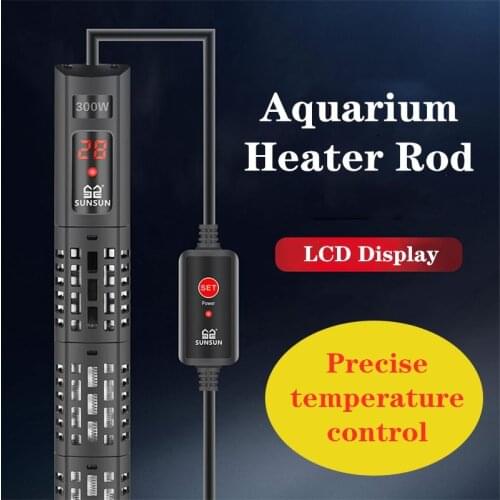 Aquarium Submersible Heater Fish Tank Adjustable Temperature Thermostat Heater Rod LCD Display for Marine Salt/Fresh Water