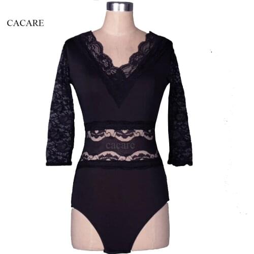 CACARE Bodysuit for Ballroom Dance Competition Dresses Waltz Tango Dance Dresses Standard Flamenco Costume Customize D0226 Black