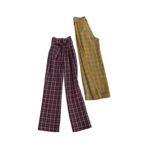 Womens pants women summer New high-quality loose wide-leg pants women high-waist retro plaid pants women trousers women