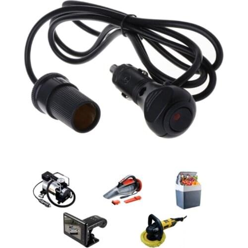C1FB 9.84/16.4ft 12V 24V Car Cigarette Lighter Charger Extension Cable Cord with ON OFF Power Switch for Car Air Pump Vacuum