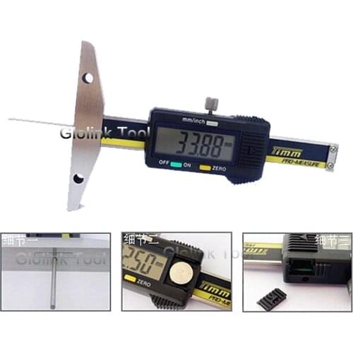 0-50mm*2mm Digital Depth Gauge With Slim Rod Electronic Tire Tread Depth Gauge Digital Depth Gauges With Thin Rod Caliper