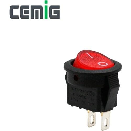 10Pcs 16mm Diameter Small Round Boat Rocker Switches Black Mini Round Black Red 2 Pin ON-OFF Rocker Switch Free Shipping