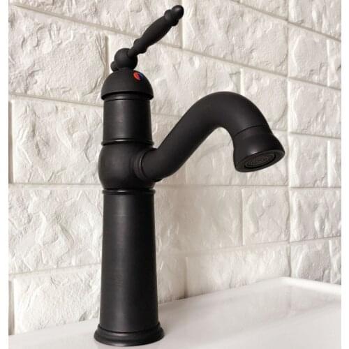 Black Oil Rubbed Brass 360 Swivel Spout Bathroom Vanity Vessel Sink Mixer Tap Bathroom Washbasin Taps tnf365