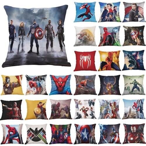 Marvel The Avengers Spider-Man Cartoon Cushion Cover Digital Printing Linen Pillow Cover Sofa Car Lumbar Cushion Home Decoration