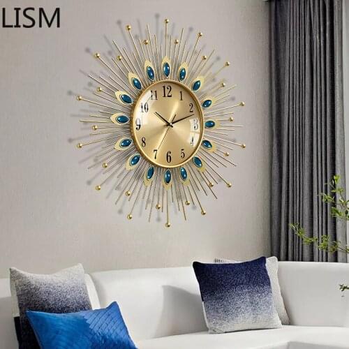 Wall Clock Luxury Modern Design Nordic Silent Light Luxury Sun Simple Atmosphere Personality Art Clock Horloge Mural Reloj Pared